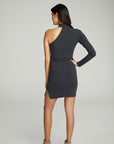 Long Sleeve One Shoulder Mock Neck Dress With Side Slit WOMENS chaserbrand