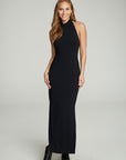 Mock Neck Open Back Maxi Dress With Side Slit WOMENS chaserbrand
