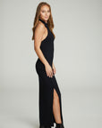 Mock Neck Open Back Maxi Dress With Side Slit WOMENS chaserbrand