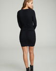 High Neck Shirred Body Con Long Sleeve Dress WOMENS chaserbrand