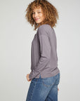 Cropped Boxy Long Sleeve Henley With Side Slits WOMENS chaserbrand