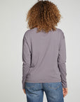 Cropped Boxy Long Sleeve Henley With Side Slits WOMENS chaserbrand