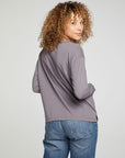 Cropped Boxy Long Sleeve Henley With Side Slits WOMENS chaserbrand
