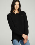 Long Sleeve Crew Neck Deconstructed Sweater Pullover WOMENS chaserbrand