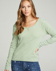 Long Sleeve Shirred V-back Tee WOMENS chaserbrand