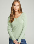 Long Sleeve Shirred V-back Tee WOMENS chaserbrand