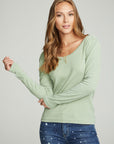 Long Sleeve Shirred V-back Tee WOMENS chaserbrand