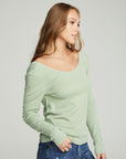 Long Sleeve Shirred V-back Tee WOMENS chaserbrand