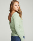 Long Sleeve Shirred V-back Tee WOMENS chaserbrand