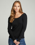 Long Sleeve Shirred V-back Tee WOMENS chaserbrand