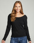 Long Sleeve Shirred V-back Tee WOMENS chaserbrand