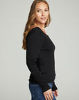 Long Sleeve Shirred V-back Tee WOMENS chaserbrand
