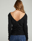 Long Sleeve Shirred V-back Tee WOMENS chaserbrand