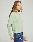 Long Sleeve Snap Front Mock Neck Tee WOMENS chaserbrand