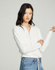 Long Sleeve Zipper Mock Neck Semi Cropped Tee WOMENS chaserbrand