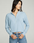 Long Sleeve Zipper Mock Neck Semi Cropped Tee WOMENS chaserbrand