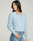 Long Sleeve Zipper Mock Neck Semi Cropped Tee WOMENS chaserbrand