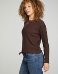 Long Sleeve Snap Henley Drawstring Waist Tee WOMENS chaserbrand