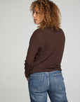Long Sleeve Snap Henley Drawstring Waist Tee WOMENS chaserbrand