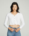 Cropped Long Sleeve Button Down Shirt WOMENS chaserbrand