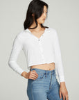 Cropped Long Sleeve Button Down Shirt WOMENS chaserbrand