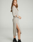 Long Sleeve Button Down Shirttail Maxi Skirt WOMENS chaserbrand
