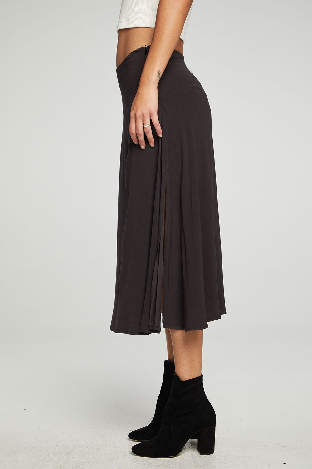 Flouncy Side Slit Midi Skirt