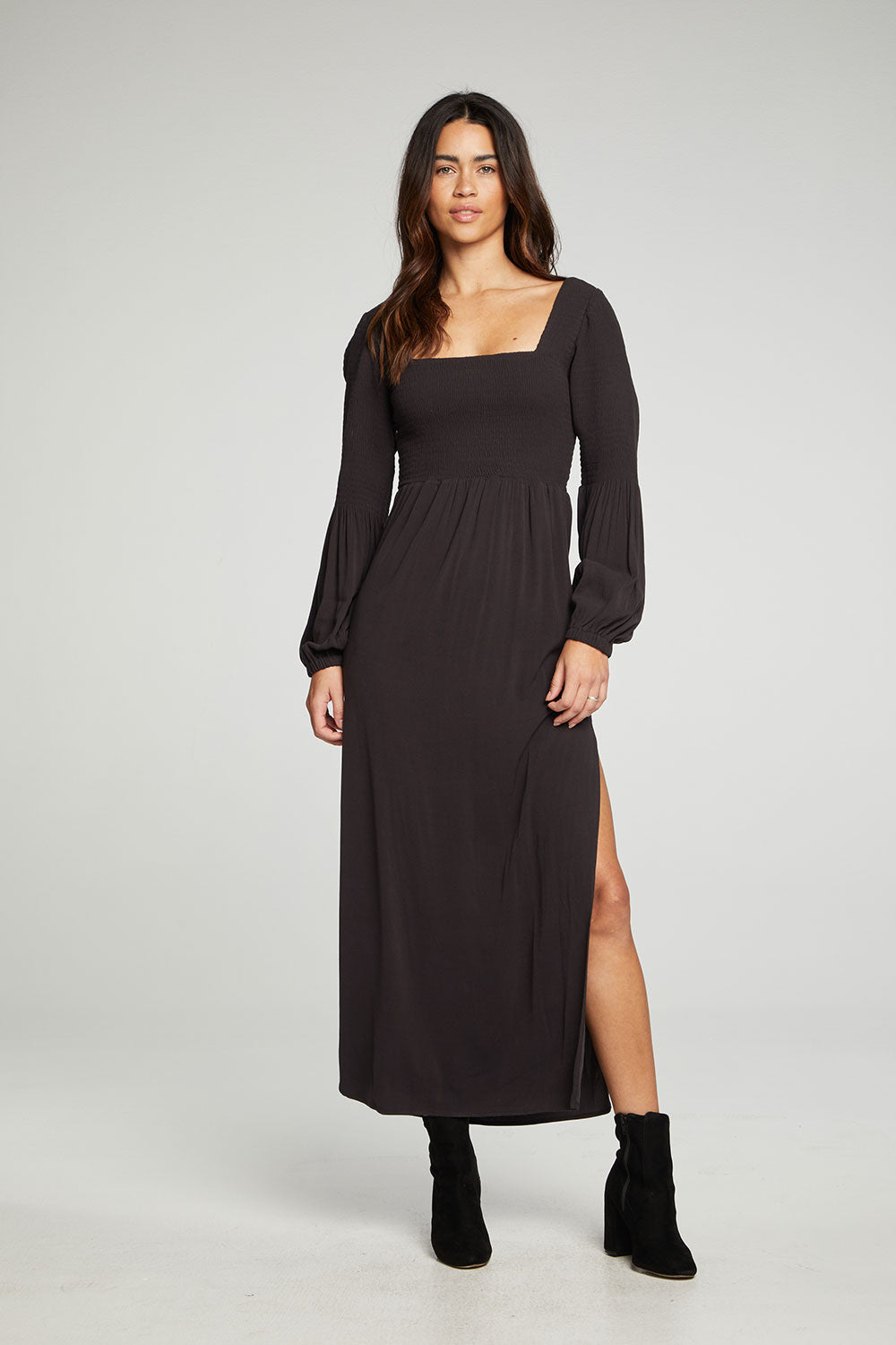 Blouson Sleeve Smocked Square Neck Maxi Dress