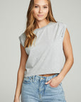 Shirred Muscle Tee With Twisted Roll Sleeve WOMENS chaserbrand