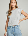 Shirred Muscle Tee With Twisted Roll Sleeve WOMENS chaserbrand