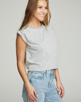 Shirred Muscle Tee With Twisted Roll Sleeve WOMENS chaserbrand