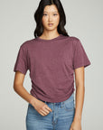 Short Sleeve Crew Neck Shirred Side Tee WOMENS chaserbrand