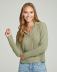 Zip Up Mock Neck Long Sleeve Pullover WOMENS chaserbrand