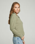 Zip Up Mock Neck Long Sleeve Pullover WOMENS chaserbrand