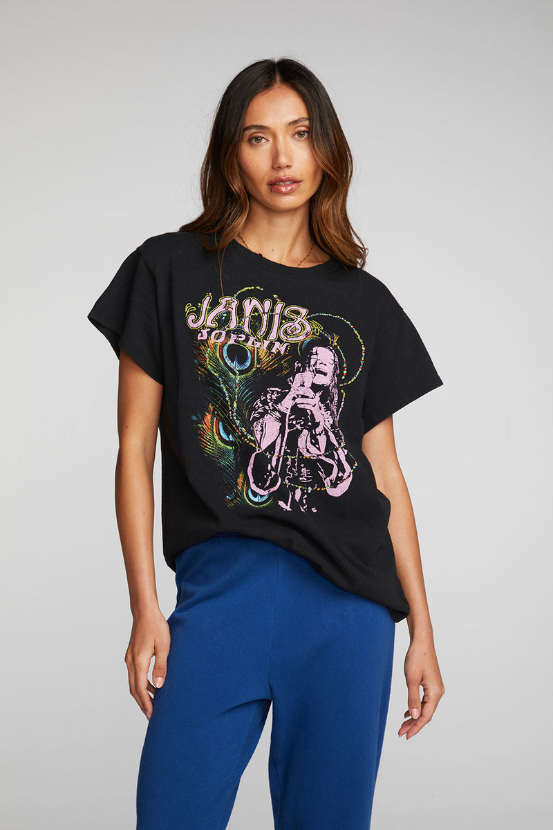 Janis Joplin Concert Poster Women's Vintage Fashion T-Shirt by Sandrine Rose