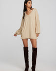 Recycled Bliss Knit V-neck Tunic with Button Side Seam Womens chaserbrand