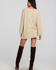 Recycled Bliss Knit V-neck Tunic with Button Side Seam Womens chaserbrand