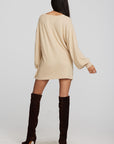 Recycled Bliss Knit V-neck Tunic with Button Side Seam Womens chaserbrand