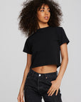 Coast Cotton Jersey Mockneck Tee with Rib Womens chaserbrand