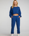Cotton Fleece Crewneck Pullover with Rib Womens chaserbrand