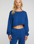 Cotton Fleece Crewneck Pullover with Rib Womens chaserbrand