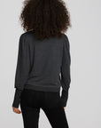 Recycled Bliss Knit Crewneck Pullover with Rib and Puff Sleeve Womens chaserbrand