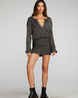 Lurex Rib Knit Mini Dress with Shirring Womens chaserbrand