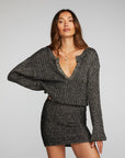 Lurex Rib Knit Mini Dress with Shirring Womens chaserbrand