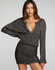 Lurex Rib Knit Mini Dress with Shirring Womens chaserbrand