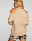 Sequin Knit Cold Shoulder Sweater Womens chaserbrand