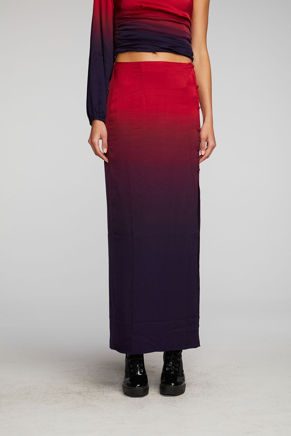 Stretch Silky Woven Midi Skirt