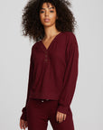 Recycled Bliss Knit Long Sleeve Henley with Rib Womens chaserbrand