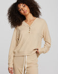 Recycled Bliss Knit Long Sleeve Henley with Rib Womens chaserbrand
