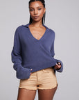 Mercury Washed Indigo Crop Pullover WOMENS chaserbrand
